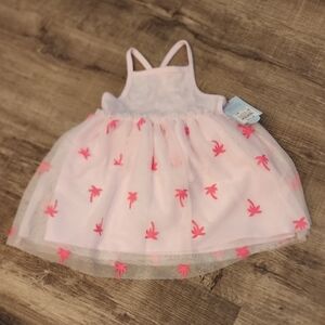 Cat & Jack Pink Tulle Dress with Palm Design With Diaper Cover